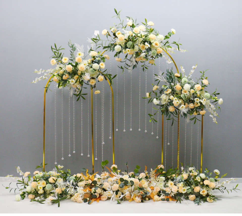 green white flower wedding arch9